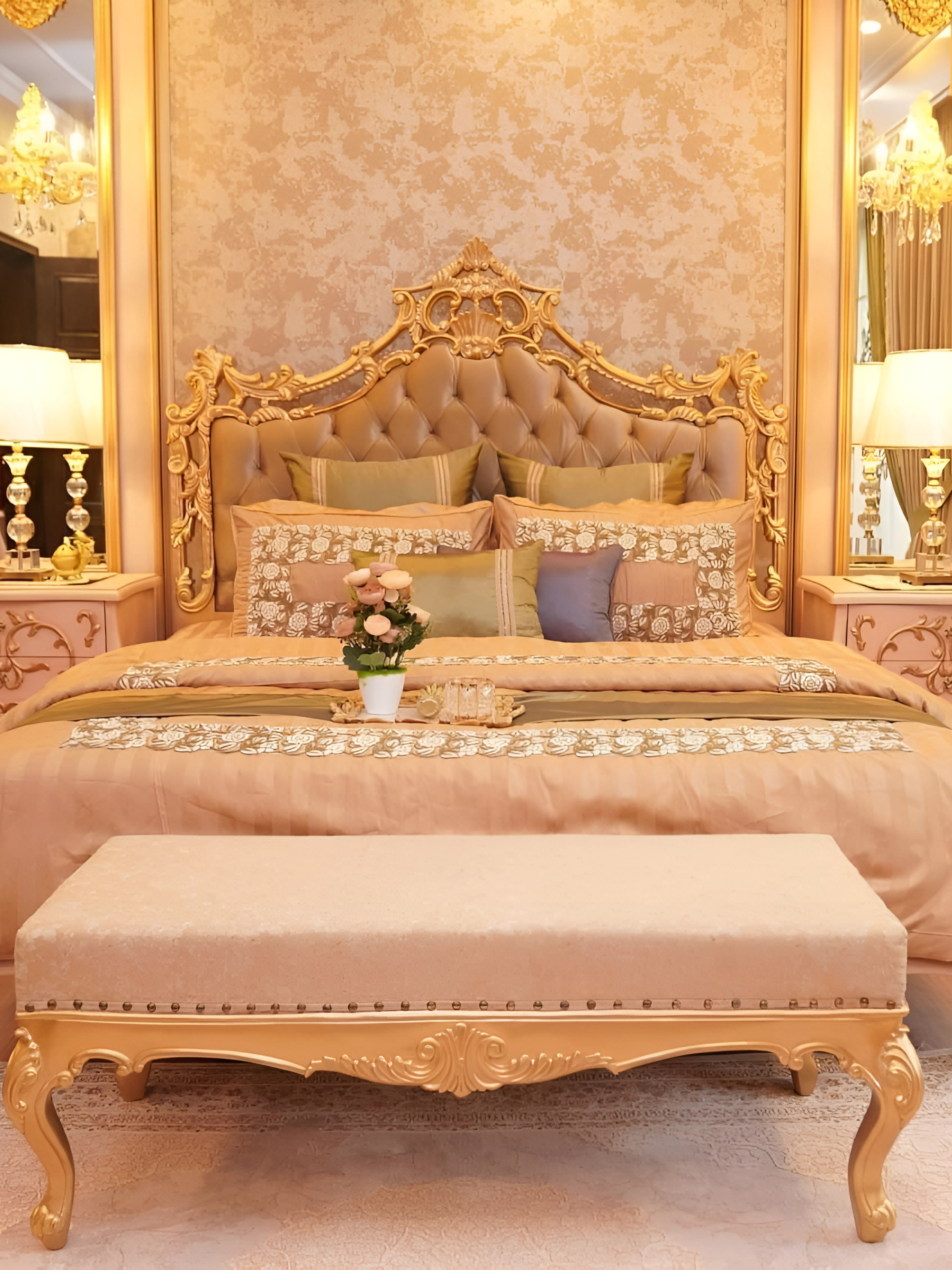 Special design of famous Wooden Furniture set - Full Size Double Bed + Side Table + Dressing